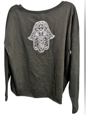 SOMETHING, SOMEWHERE Black Hamsa Sweatshirt Womens L